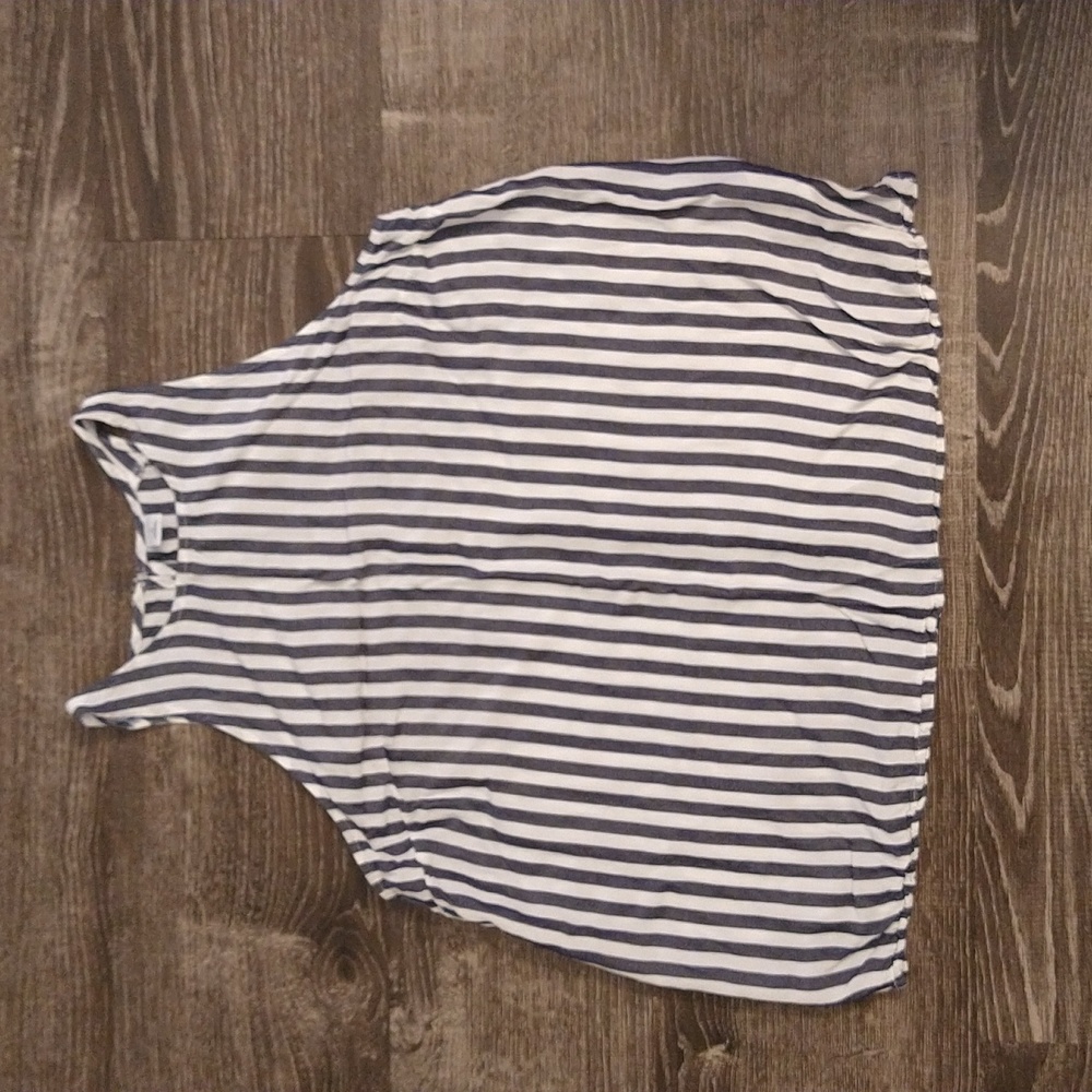 *Old Navy* Blue and white vertical stripe tank